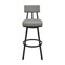 Armen Living Jinab Swivel Counter Stool in Black Metal with Gray Faux Leather 840254335226 - alternate 3